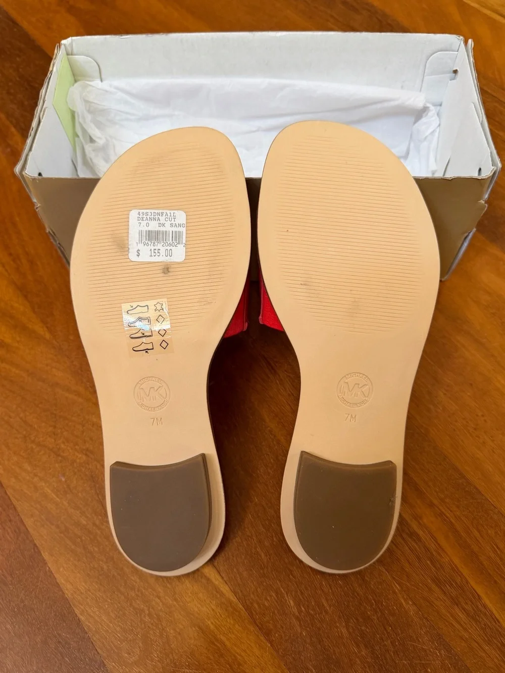 Deanna Cutout Tumbled Leather Slide Sandal Size 7M Dark Sangria